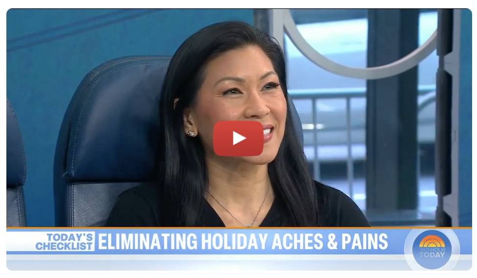 Dr. Karena Wu, owner of ActiveCare Physical Therapy NYC, appearing on NBC's TODAY Show discussing holiday aches and pains, physical therapy, posture, and injury prevention.