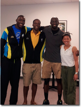 Professional volleyball player Jason Long Octave with Dr. Karena Wu at ActiveCare Physical Therapy in Midtown Manhattan, New York City, following sports injury rehabilitation and performance recovery.